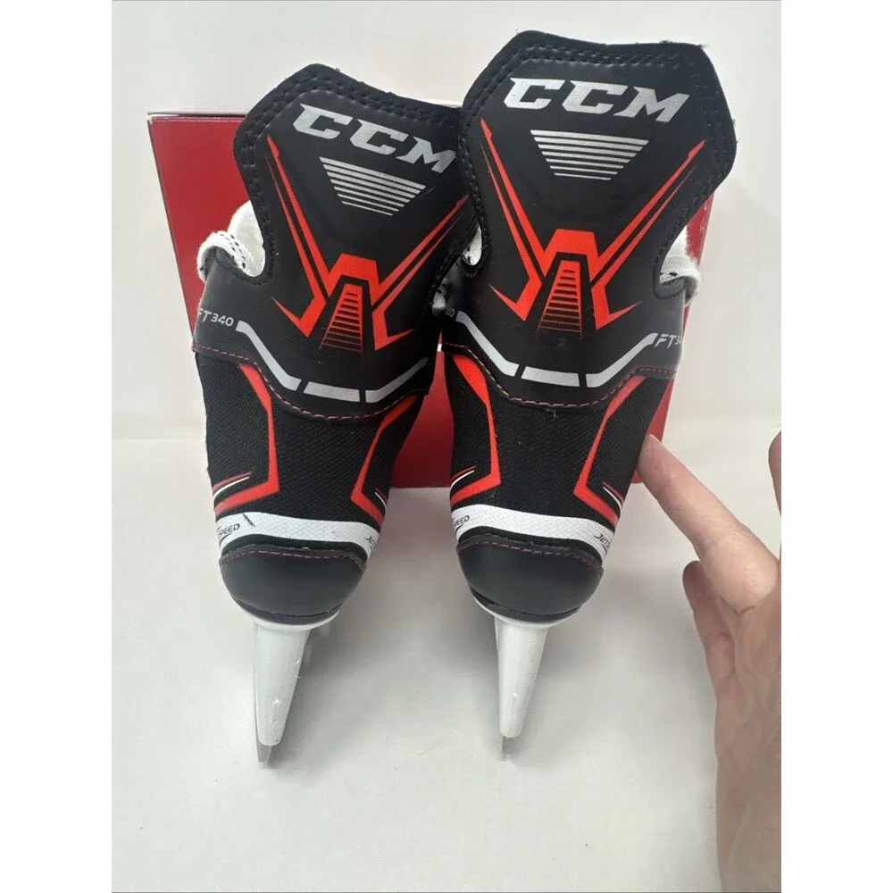 CCM FT340 YOUTH 12 D YT Jet speed Ice Hockey Player Skates BOX NICE Red Black